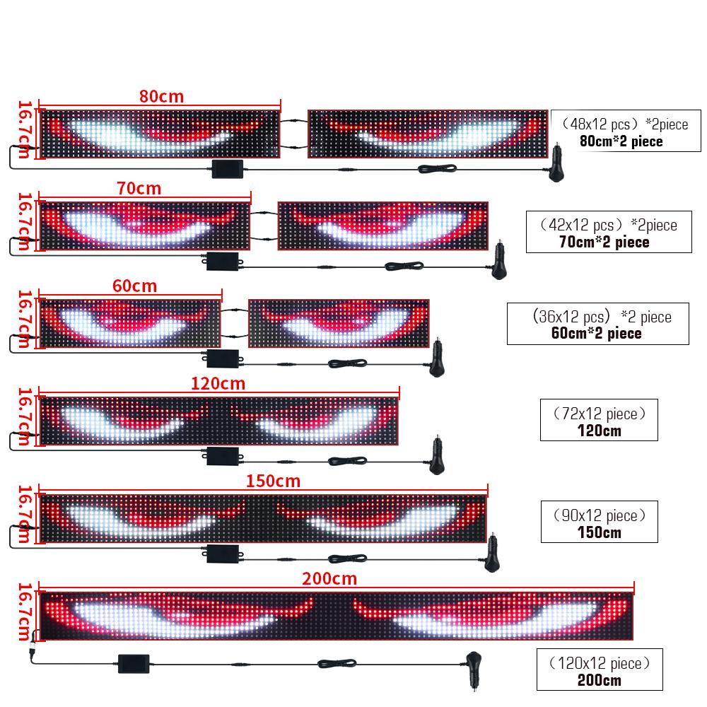 Truck Car Devil Eye LED Pixel Panel Light Matrix Pixel Panel Soft Foldable Lighting Scrolling for Truck Remote Control 12V 24V