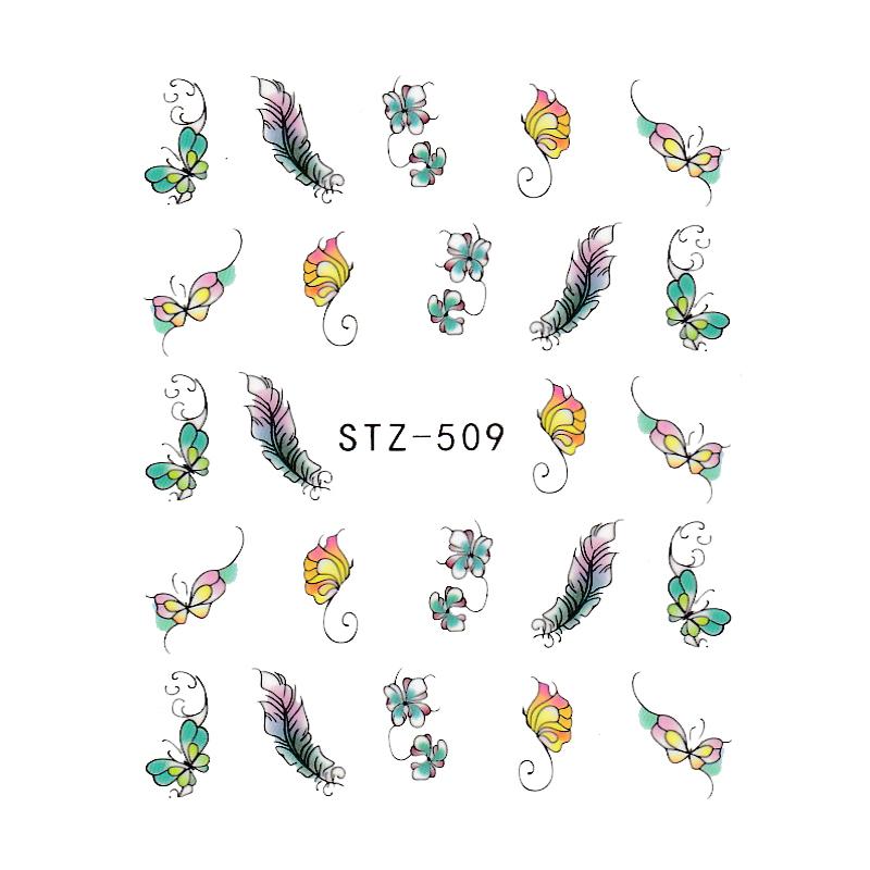 1 lapos vízáteresztő körömmatrica matrica körömdíszítés virág pillangó kaktusz levél geometria