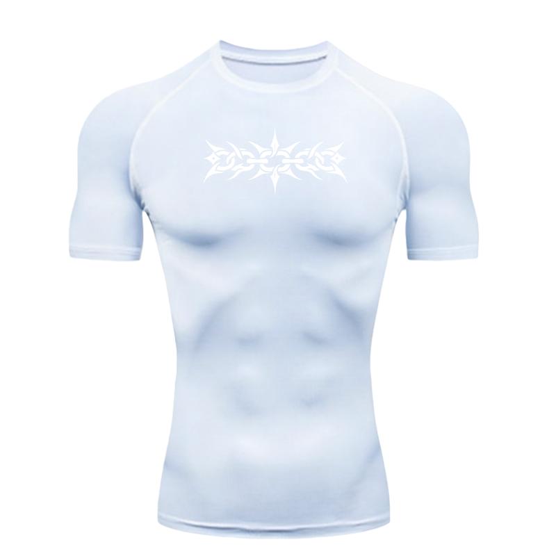 Men s Sports T-shirt Fitness Running Compression High-Elasticity Breathable Tops Quick Dry Short Sleeve Sweat Absorbing Tight Fit S