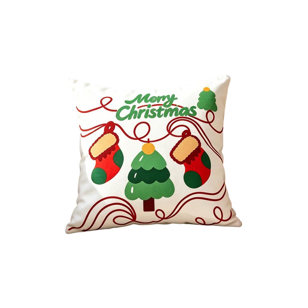Christmas Festive Pillowcase, Imitation Embroidery Holiday Decoration, American Throw Pillow, Living Room Sofa Cushion, Bay Window Pillowcase