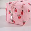2026 Cute Strawberry Corduroy Travel Cosmetic Lipstick Brush Portable Storage Bag Women Girl Makeup Handbags Pouch Bag Organizer