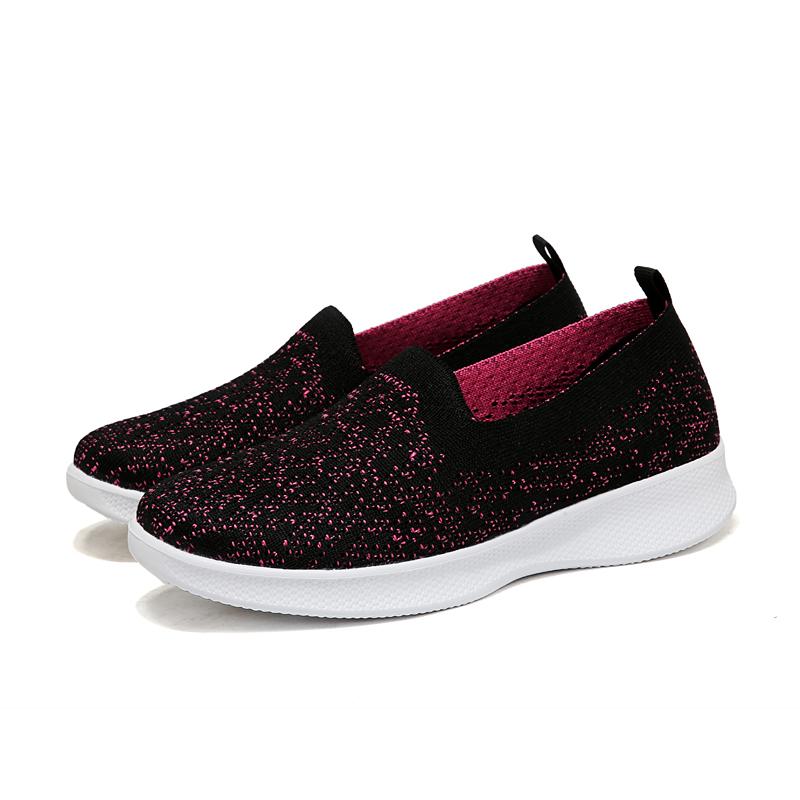 Fashion Women Mesh Lightweight Female Sneaker Shoes High Quality Women Sneakers Slip On Flats Loafers Plus Size 44 Walking Flat