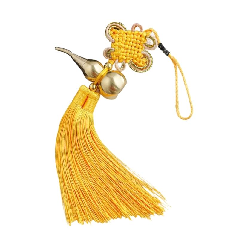 Copper Gourd and Chinese Knot Tassels Pendant Charm For Home Car Decors Amulet With Auspiciously Fengshuis Symbolism