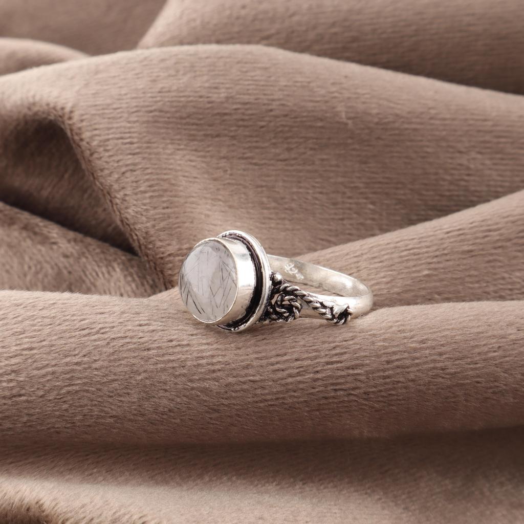 Black Rutile Gemstone Jewelry, 925 Solid Sterling Silver Ring, Beautiful Silver Ring, Handmade Jewelry For Wedding Gift