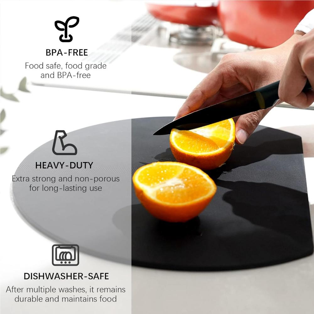 Thick silicone kitchen cutting board pad, TPU double-sided flexible cutting board, anti-slip rubber semi-circular cutting board