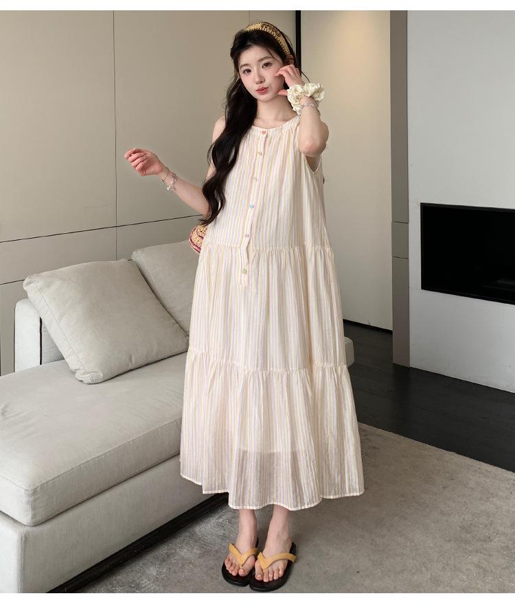 Korean Style Fresh Fashion Sleeveless Pleated Maternity Dress for Summer 2026