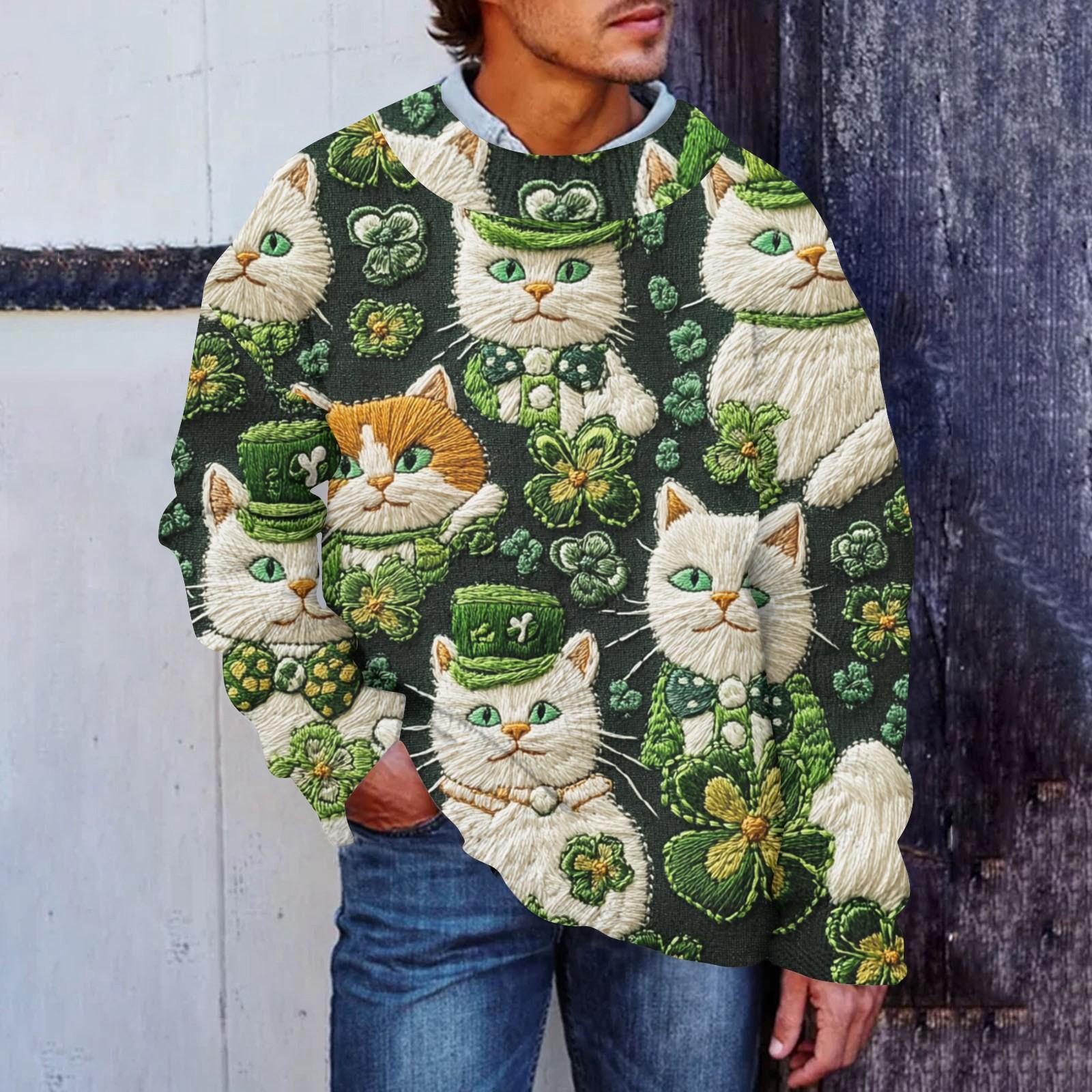 

Мужская мода повседневная с длинным рукавом St. Pacrit Gentle Printed Crewneck Woolen Imitation свитер Цветочный Crewneck Sweatshirt Loose Long Sleeves XL жёлтый