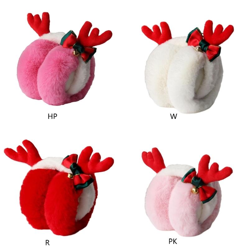Adult Christmas Antler Shape Earmuff Outdoor Plush Ear Warmer Windproof for Girl