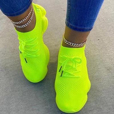Women's Fashion Sneakers Casual Shoes Comfortable Mesh Lace-Up Ladies Sport Shoes Wedges Chunky Women's Vulcanized Shoes