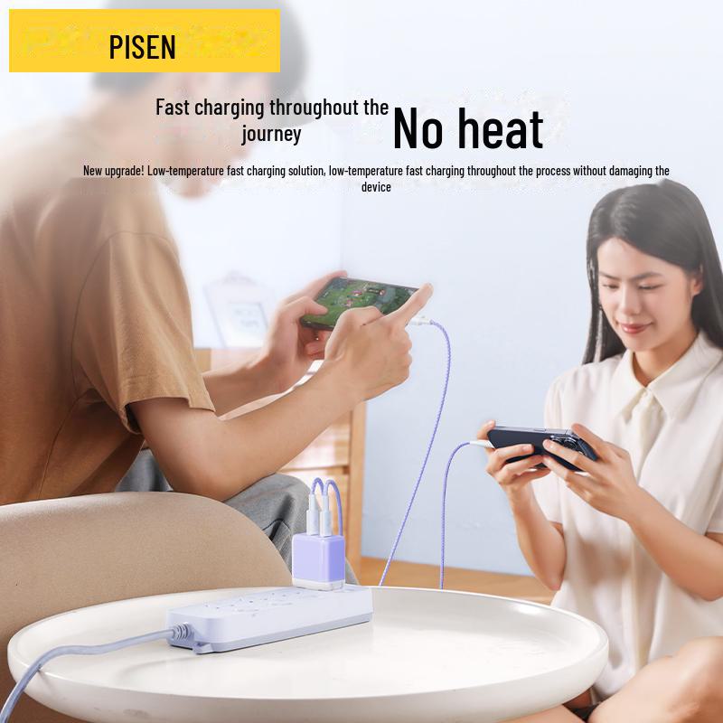 Câble de Charge Rapide Type-C Double Tête PISEN pour iPhone 15 Pro Max