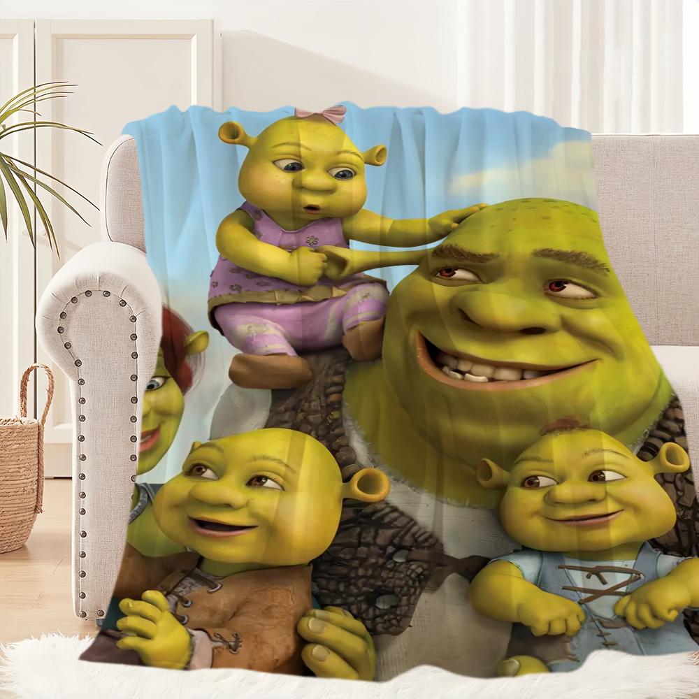 Cartoon S-ShrekS Cute Funny Blanket Plush Nap Sofa Rug for Living Room Warm Office Bedroom Birthday Home Travel Kid Gifts