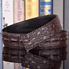 Crocodile Pattern Headless Men's Leather Belt, Perforated Belt Strip, Genuine Top-Layer Cowhide.