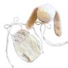 Bunny Ear Hat and Knitted Overalls Newborn Photo Outfit Bonnet Monthly Photo [NANA's Shop] (white)
