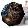 Wolf Viking Symbol Outdoor Automatic Umbrella Compact 8-Rib Lightweight Durable Everyday Carry Umbrella Outdoor Accessory Stylish Gift for Women