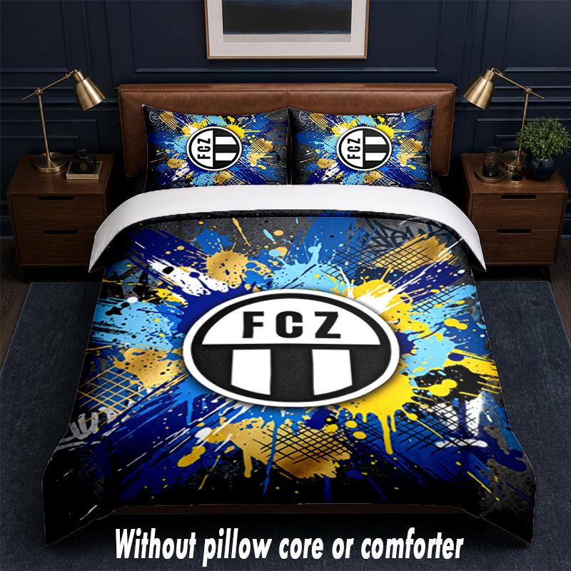 FC Zürich Design Bed Bedding Set 1 Duvet Cover + 2 Pillowcases Soft Breathable Household Bed Linens