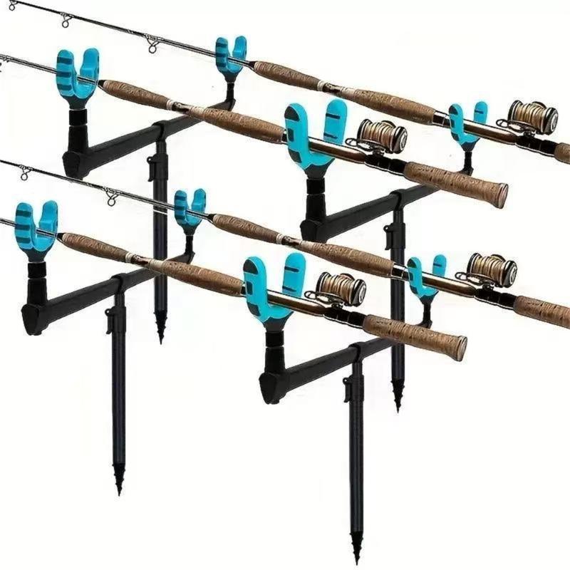 Double Rotating Fishing Rod Holder Adjustable Angles Aluminum Portable For Outdoor Angling