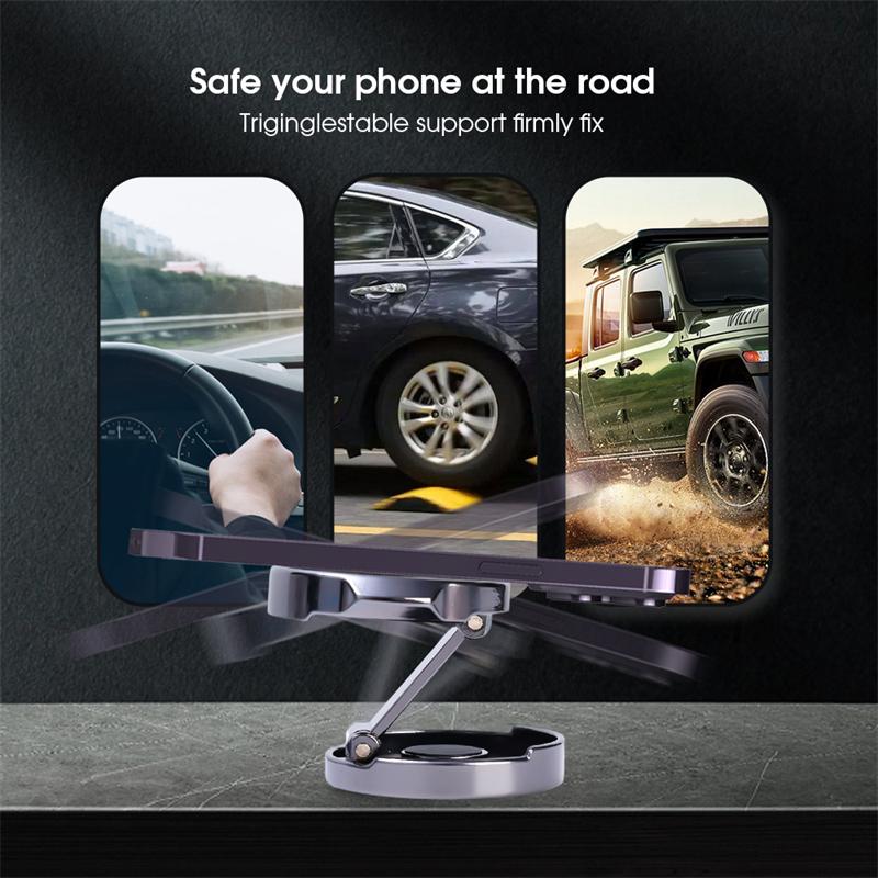 Car Magnetic Mobile Phone Stand Strong Car Holder 720° Foldable Round Bracket Support for Universal Phones Mount Holders In Car