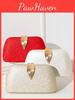 Vintage Pu Evening Clutch With Metal Leaf Cover For Formal Occasions