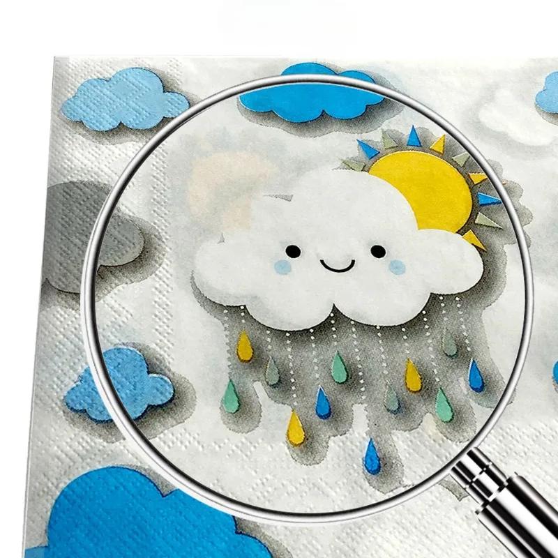 Clouds Raindrops Printed Colorful Paper Napkins Disposable Holiday Party Cartoon Decoration Supplies