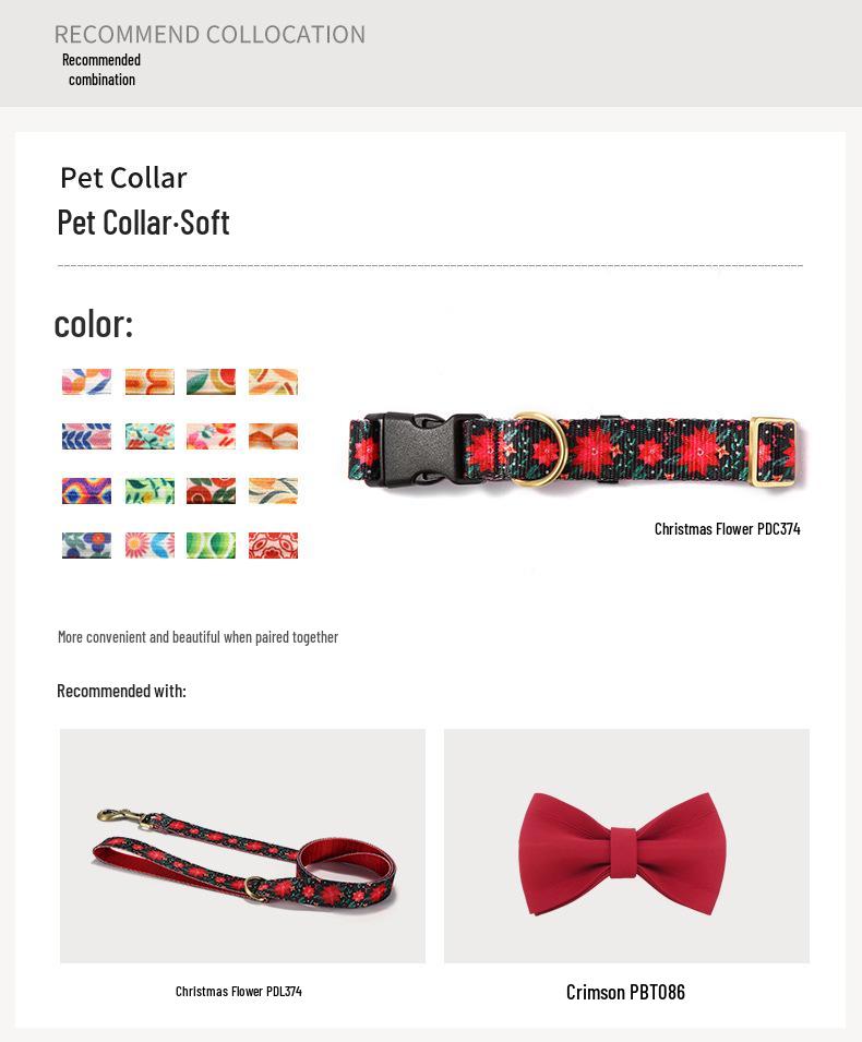 PLATTCO Christmas Flower Dog Leash - Smooth, Comfortable Training Leash (PDL374)