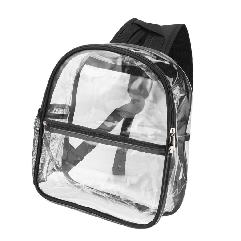 PVC Transparent Backpack Portable PVC Zipper Design High Capacity Clear Backpack for School Black