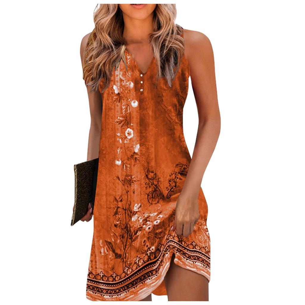 Women's Casual Dress Tank Dress Floral Button Print V Neck  Dress Active Fashion Outdoor Street Sleeveless Loose Fit Summer