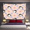 Cute Penguins and Colorful Flowers Pattern Pattern Wall Hanging Tapestry Decorative Tapestry Home Decor for Bedroom and Living Room