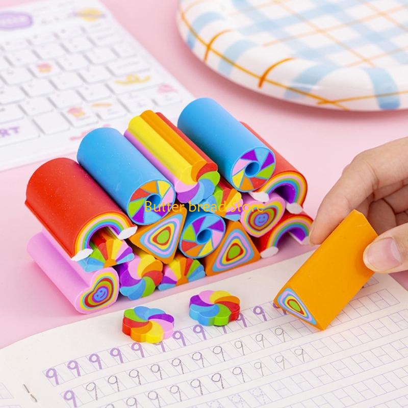 W89C Creative Erasers Rainbow Eraser Painting Erasers Pencil Erasers for Student