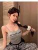 #New American Retro Design Sense Letter Sling Vest with Chest Pad Sexy Babes Slim and Thin All-match
