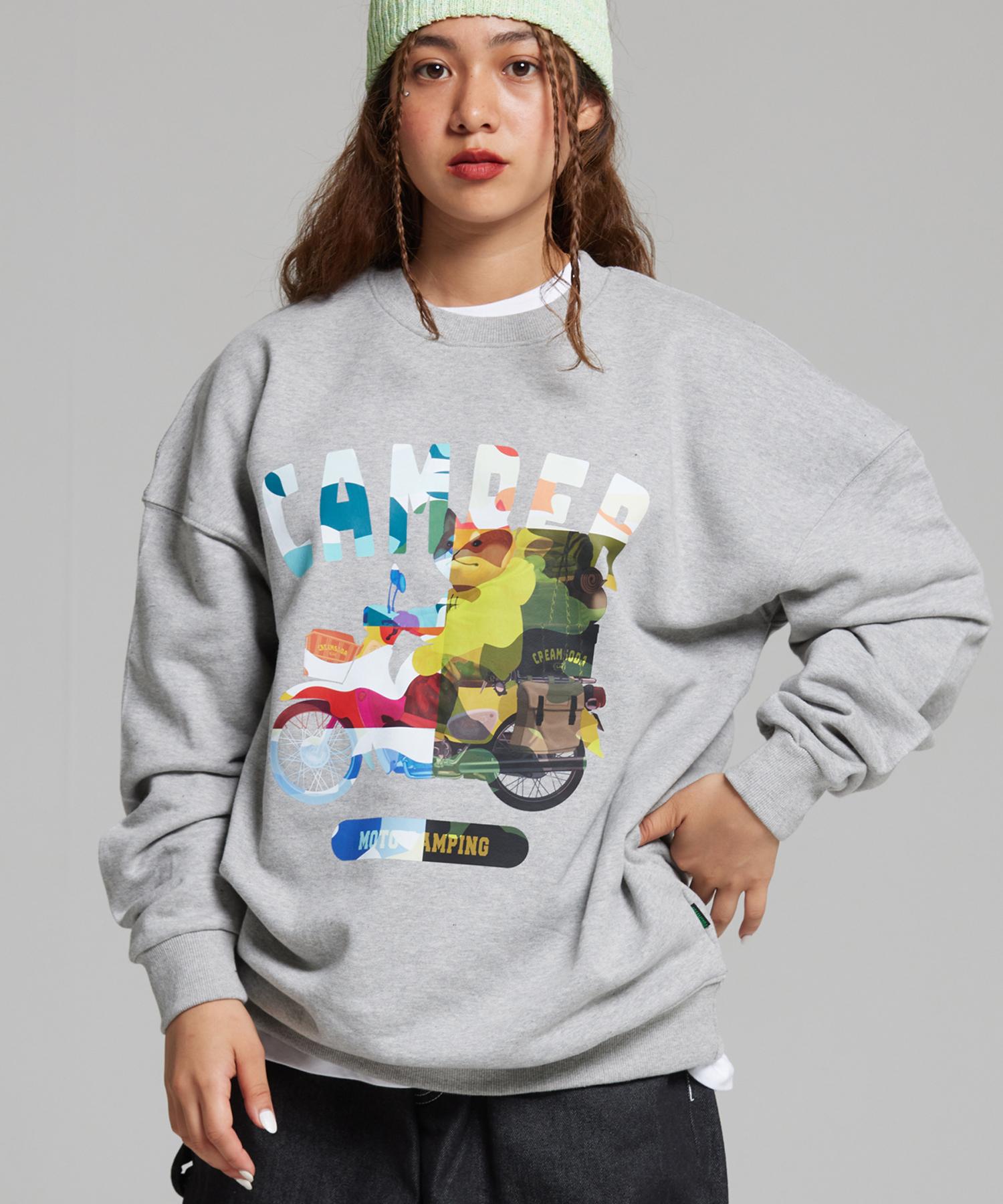 Cream Soda Lab Moto Camp Patchwork Sweatshirt Gray L