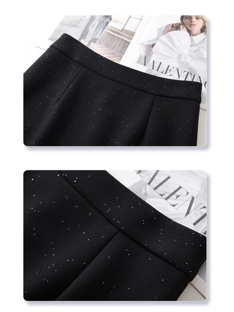 2025 Women's Black Midi High Waist Slimming Bodycon Skirt - New Spring/Summer Design