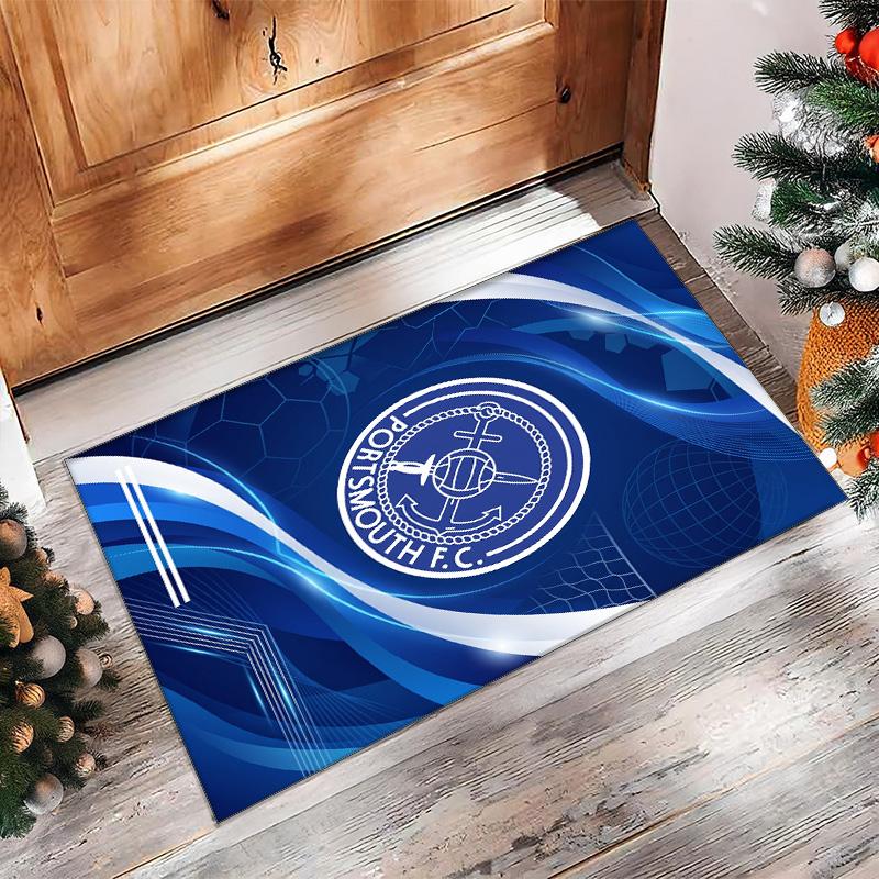 Tappeto Morbido Area Rug con Motivo Calcio Portsmouth FC Antiscivolo Tappeto per Pavimento Interno Tappetino Decorazione Sportiva per Camera da Letto