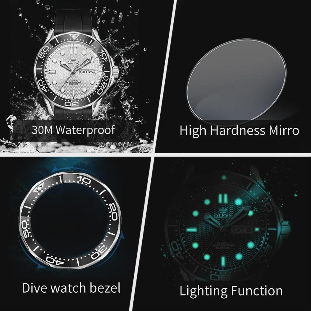 Fashion Mens Watches Steel/Silicone Strap Luminous Dual Calendar Waterproof Multi Color Business Sport Wrist Watch