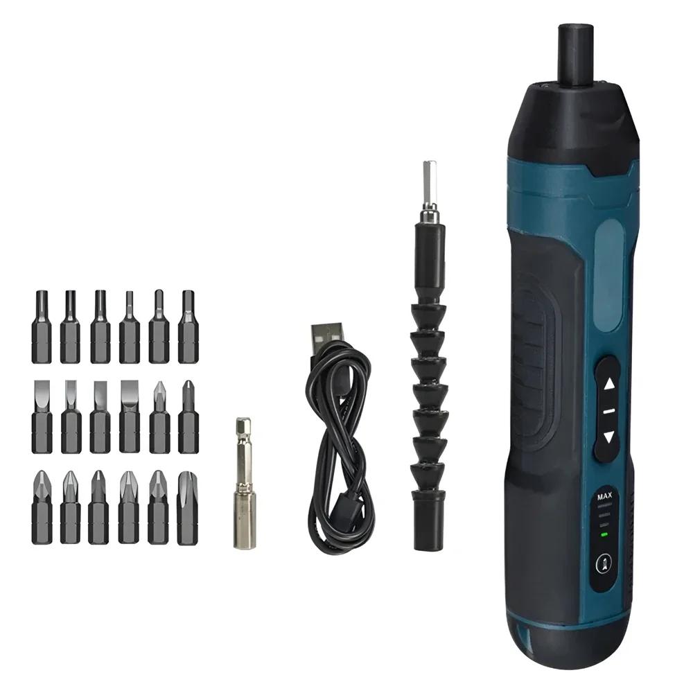 Large Torque Electric Screwdriver Manual Tool Ratchet Screwdriver Set Mini Electric Drill Hand Tools With Flashlight