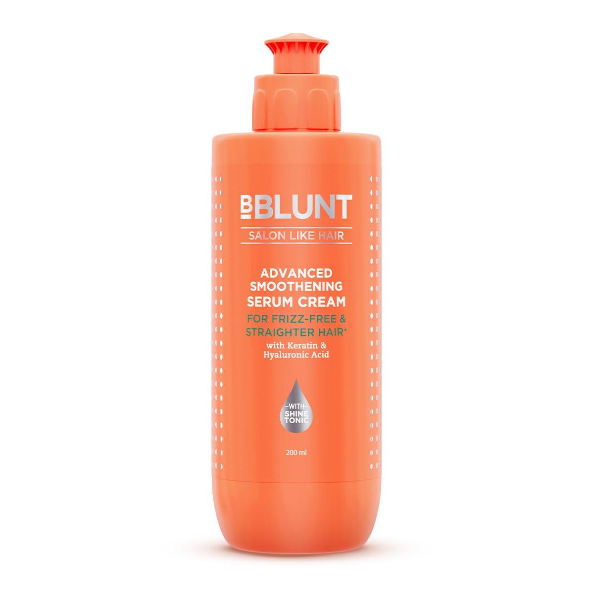 BBlunt Advanced Smoothening Serum Cream With Keratin & Hyaluronic Acid For Frizz Control, Straighter Look, High Shine Hair 200 Ml