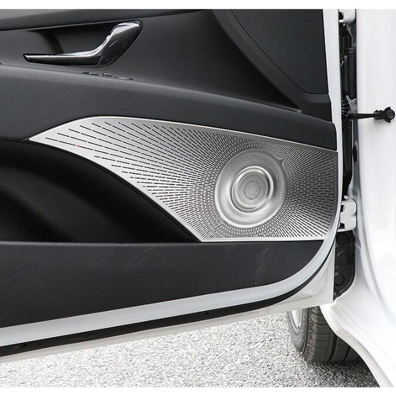 For Hyundai Elantra Avante Car Door Stick Stainless Steel Audio Speak Sound Cover Ring Circle Lamp Trim 4Pcs
