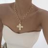 DIEZI Steampunk Cross Pendant Necklace For Women Punk Gold Silver Color Statement Chokers Clavicle Chain Necklace Gift Jewelry