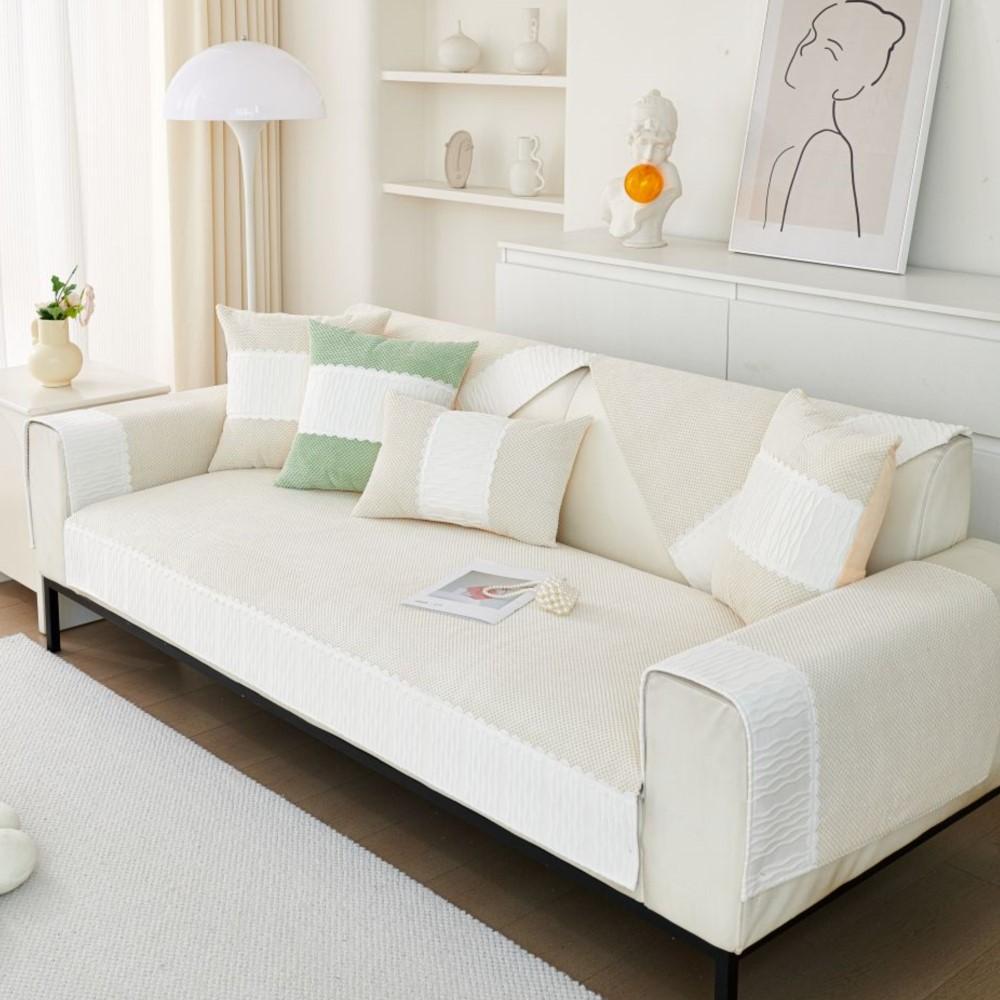 Living Room Anti-slip Couch Sofa Cover Summer Nordic Corduroy Solid Color Sofa Cushion Cover Slipcover Funda