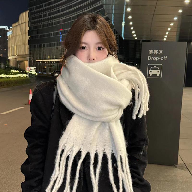 Haute couture version! Double-sided thickened women's beige big scarf, solid color scarf in autumn and winter
