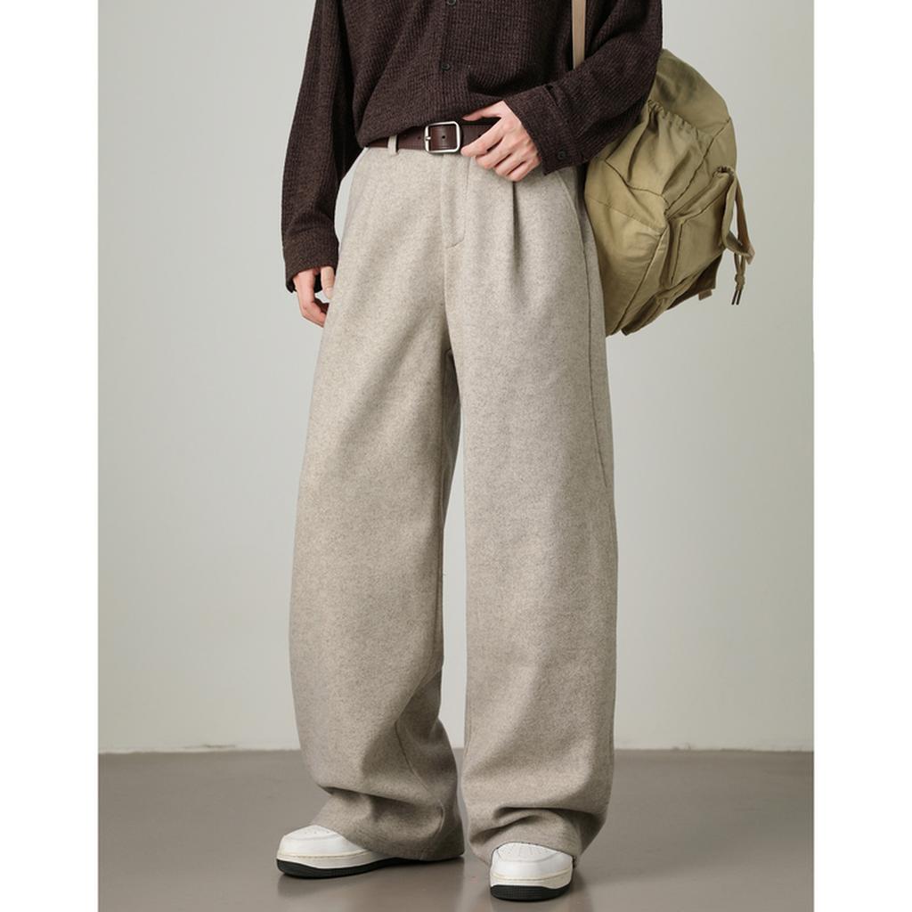 Textured Thickened Loose Casual Pants Men's Autumn Heavy Woolen Pants Trendy Brand Versatile Texture Pleated Long Pants