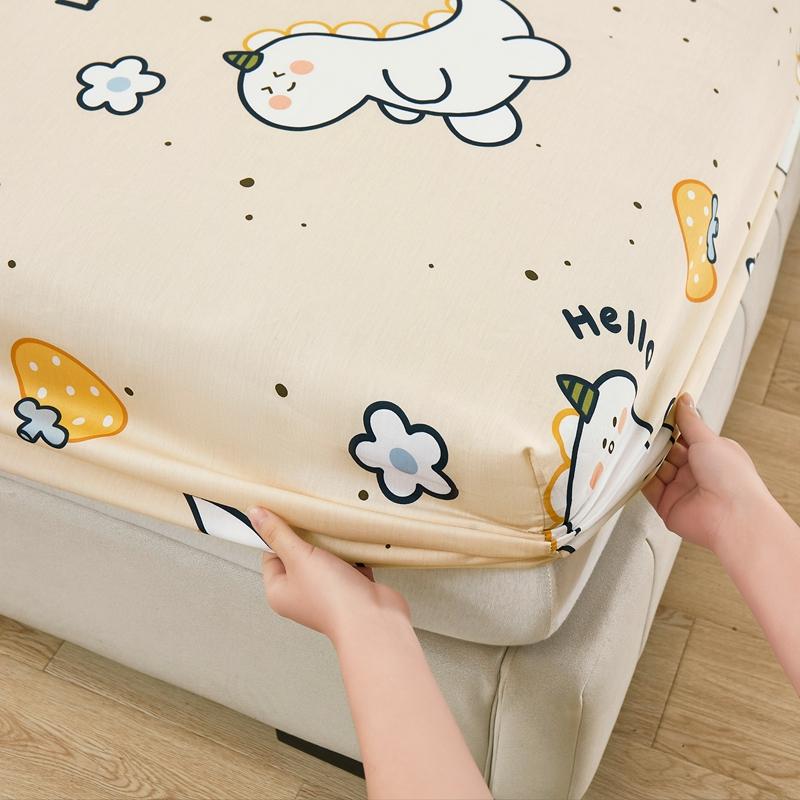 Cartoon Style Fitted Sheet Pure Cotton Bed Sheets Adults Kids Room Mattress Cover Printed Bed Linen (No Pillowcase)