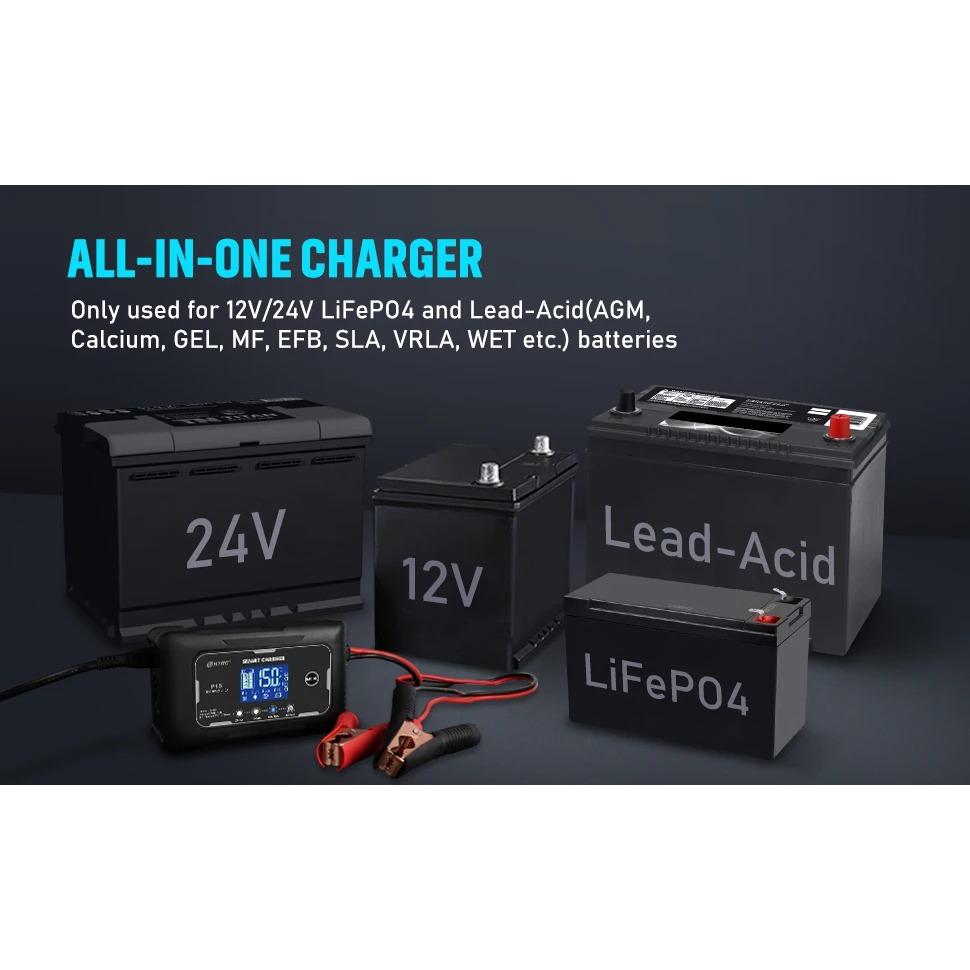 P15 12V-24V 35A/25A/20A/15A/10A Car Battery Charger LCD Automatic Pulse Repair Charge for Lifepo4 AGM Lead-Acid Lithium Batteri