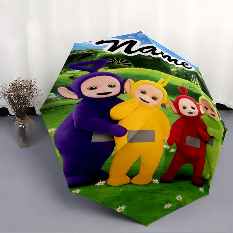 Personalized Name T-Teletubbies Print Umbrella - Automatic Open/Close, Eight-Rib Durable Frame, Automatic Folding Umbrella