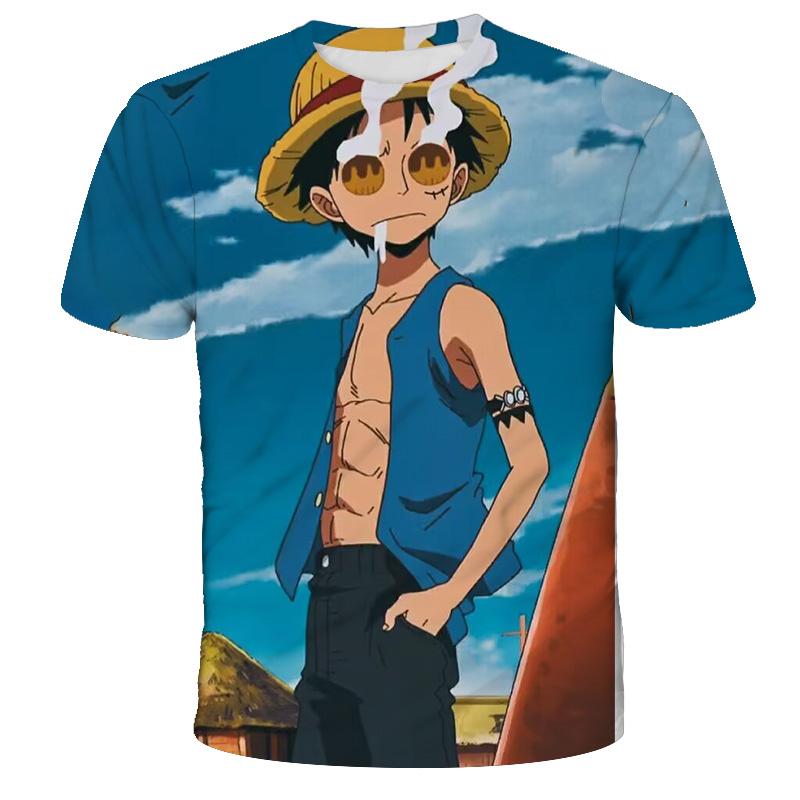 Summer  One Piece Cartoon Cosplay T-shirt Monkey D. Luffy Boy Short Sleeve The Casual T Shirt Streetwear Anime