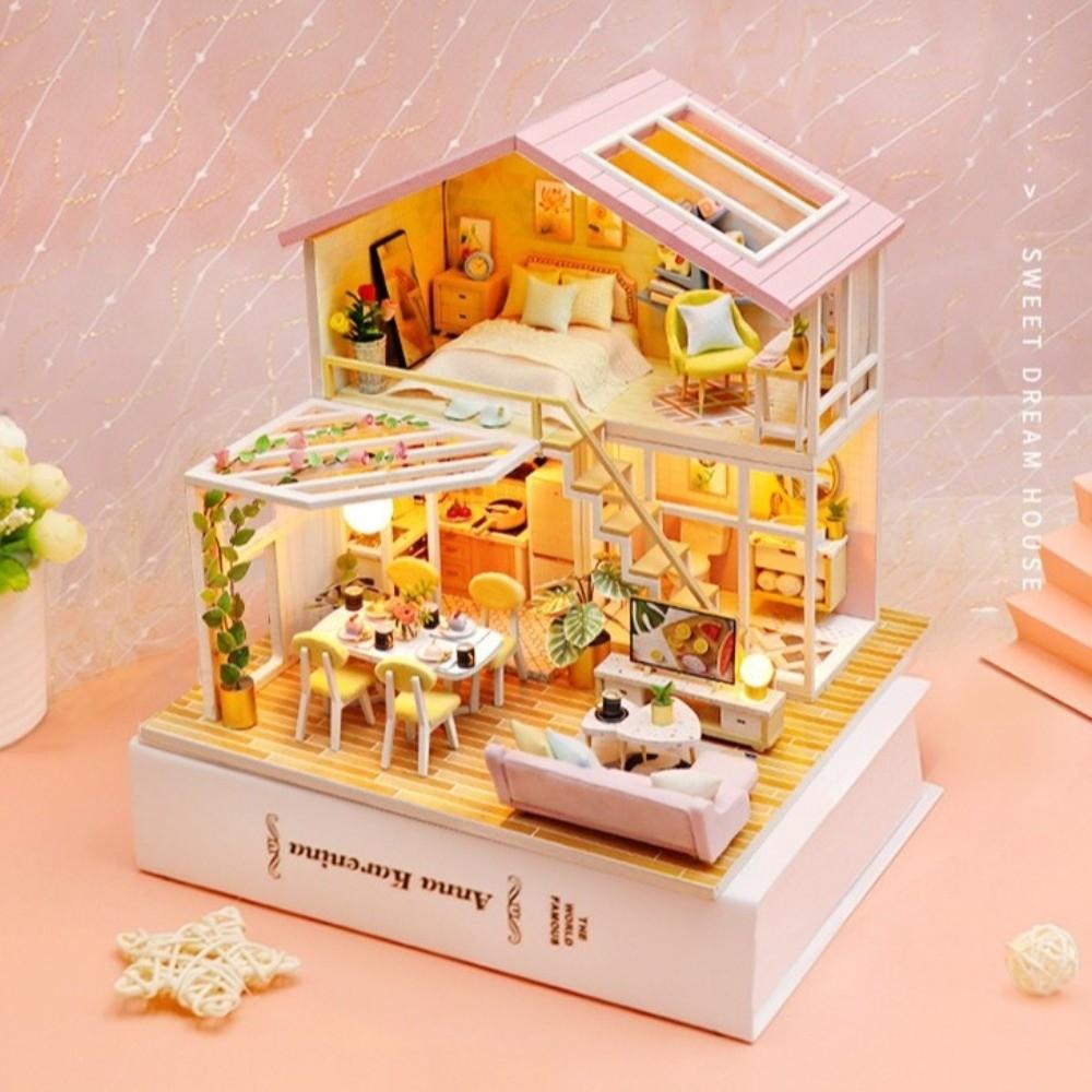LED Light Miniature Dollhouse Kit Furniture Included Craft Dollhouse Hobbyists