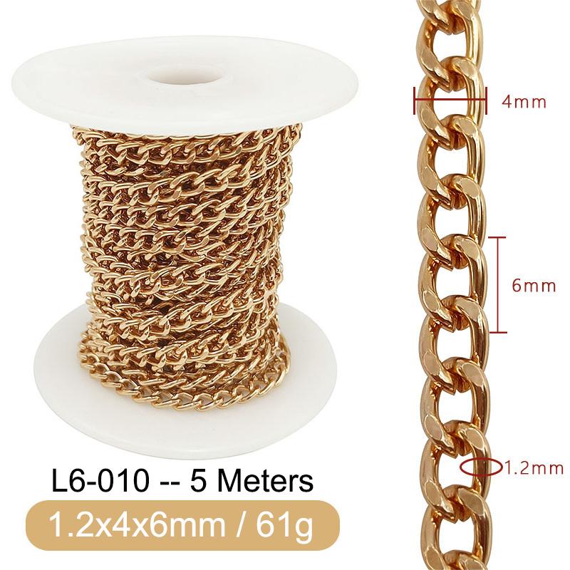 5M Metal Aluminum O-Shaped Chains Twist Chain for DIY Necklace Bracelet Jewelry Making Clothing Bag Component Accessory Supplies