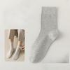 Men's Spring-Autumn Mid-Calf Sweater Cotton Socks with Wicking and Antimicrobial Properties, Pure Color, Business Use