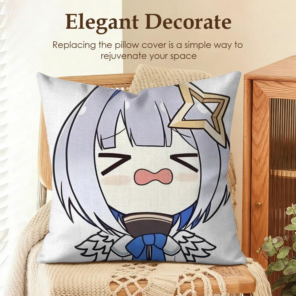 Amane KanataS Cute Cushion Cover Natural Linen Organic Fabric DoubleSided Printing Sofa Home Decor Gift Pillow Case