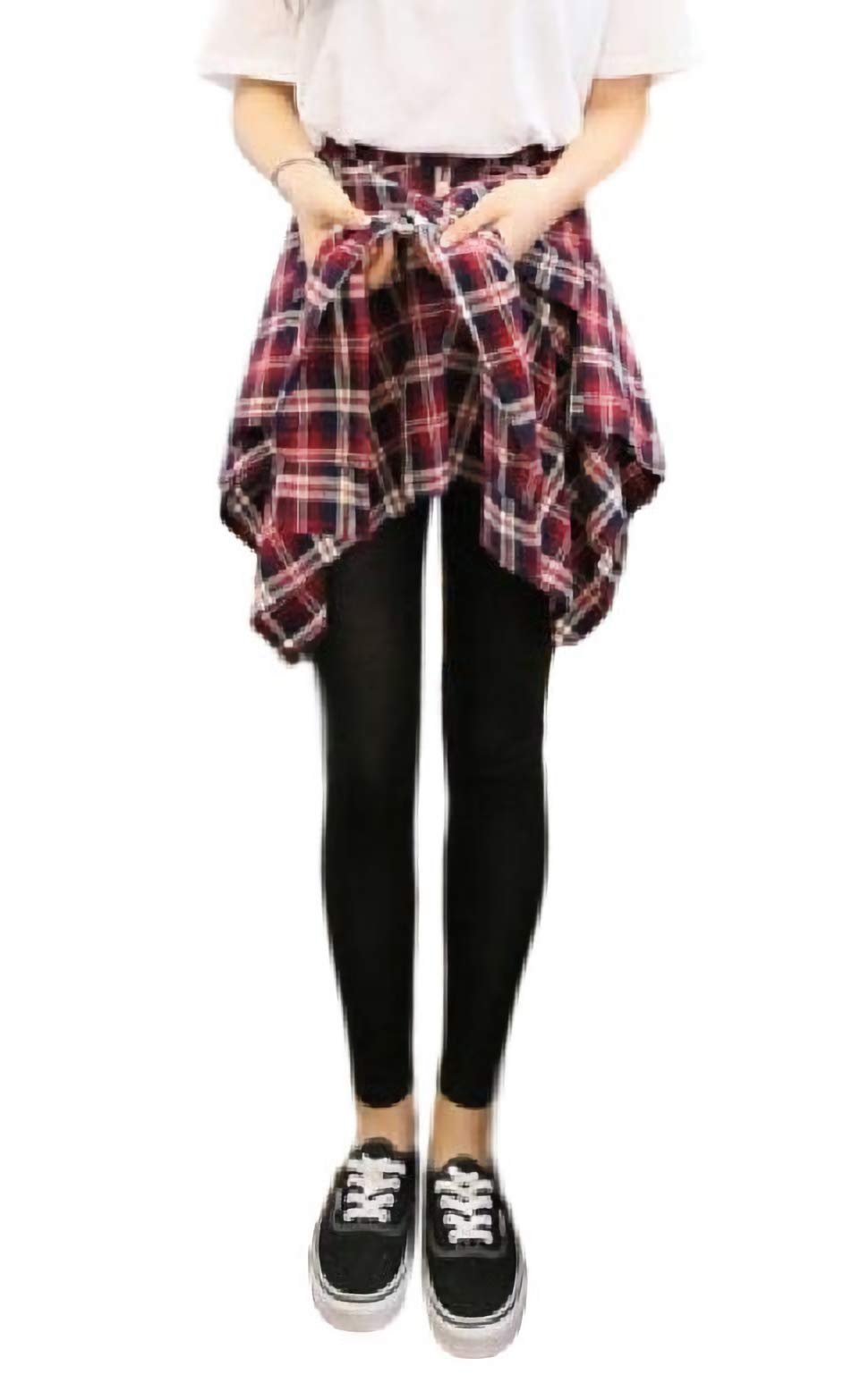

Sarah Rose Slim Long Stretch Leggings with Shirt and Waist Check Pattern Red x Wrap, (Free, Black)