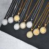 Bible Prayer Zircon Necklace for Men Boys,Stainless Steel Praying Hands Coin Pendant,Luxury Faith Jewelry Gift